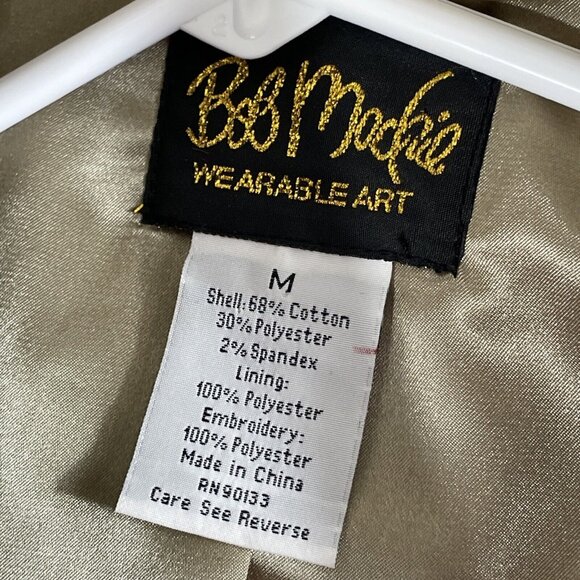 Bob Mackie Blazer Womens Size Medium Lined Embroidered Floral Striped Career - Picture 3 of 10